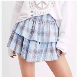 Aerie Rock & Ruffle Plaid Skirt